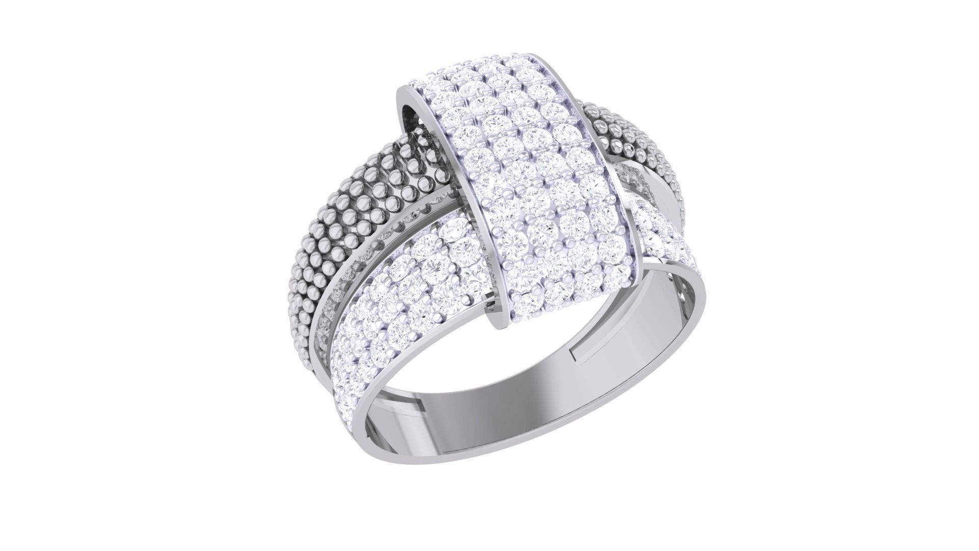 High Jewelry Diamond Cocktail Ring 3dm stl obj mtl glb 3D print model_1