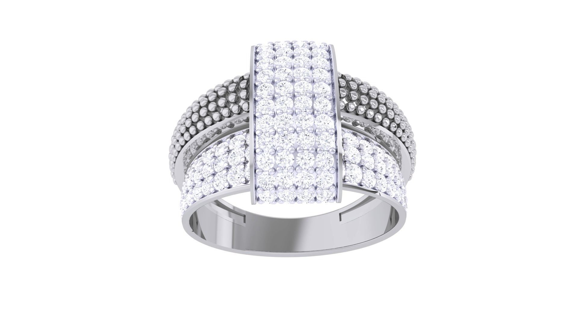 High Jewelry Diamond Cocktail Ring 3dm stl obj mtl glb 3D print model_8