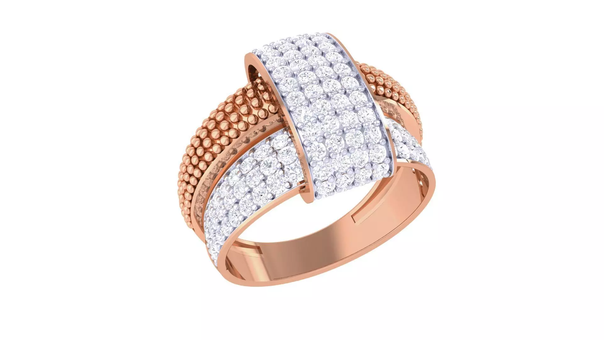 High Jewelry Diamond Cocktail Ring 3dm stl obj mtl glb 3D print model_0