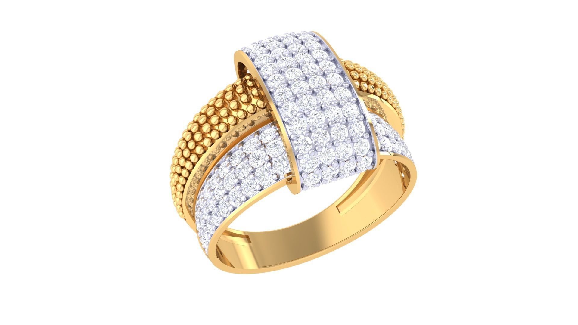 High Jewelry Diamond Cocktail Ring 3dm stl obj mtl glb 3D print model_2