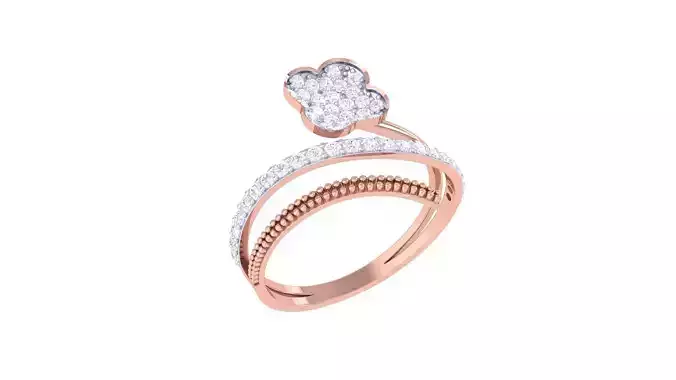 Wire High Jewelry Diamond Cocktail Ring 3dm stl obj mtl glb 