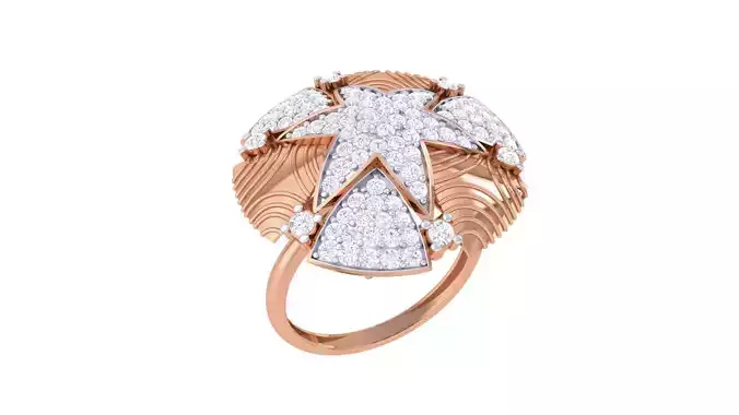 Flower High Jewelry Diamond Cocktail Ring 3dm stl obj mtl glb 