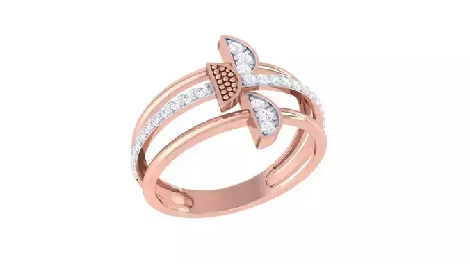 Wire High Jewelry Diamond Cocktail Ring 3dm stl obj mtl glb 