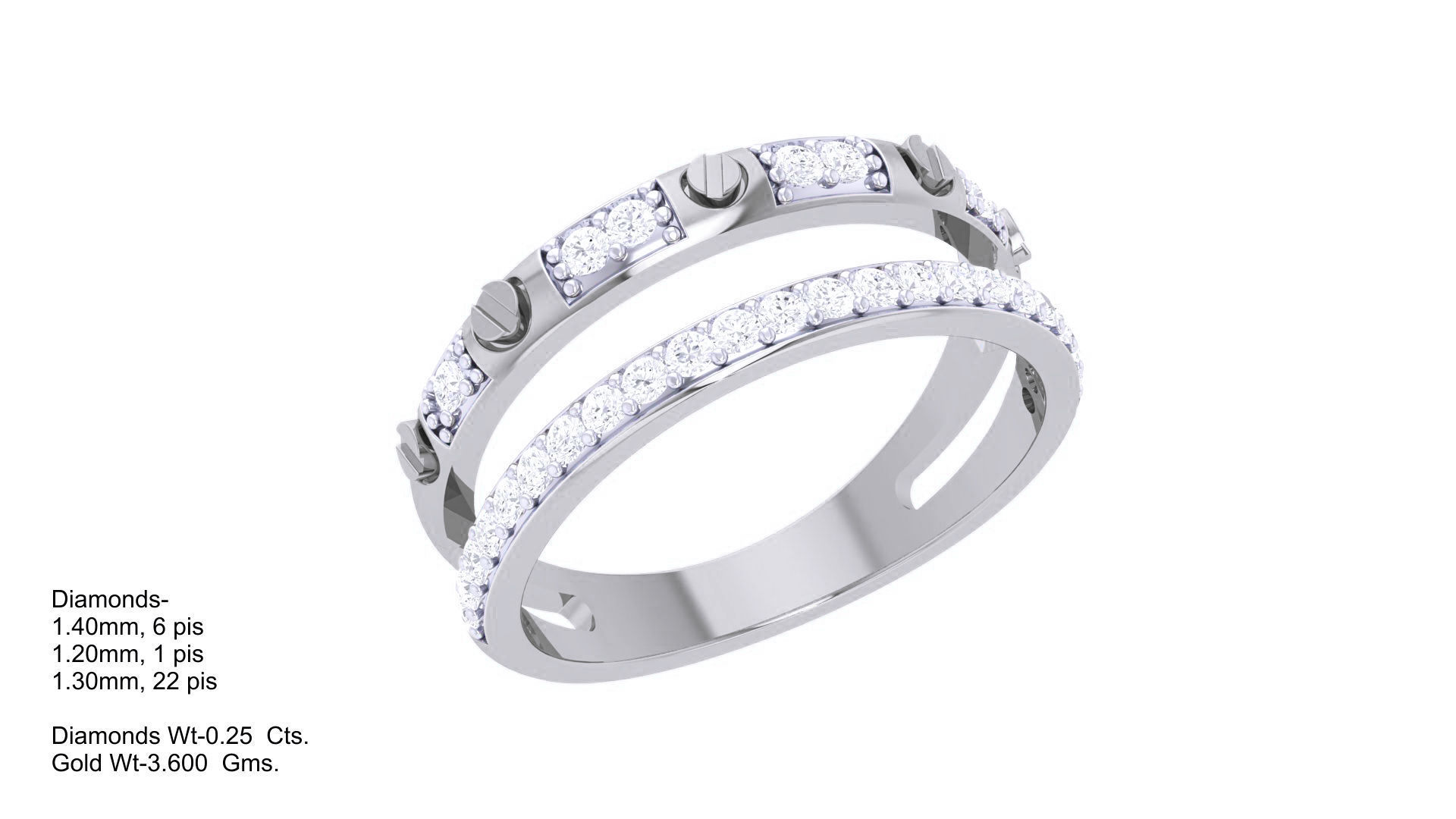 Screw Head on Wire High Jewelry Diamond Cocktail Ring 3dm stl 3D print model_5