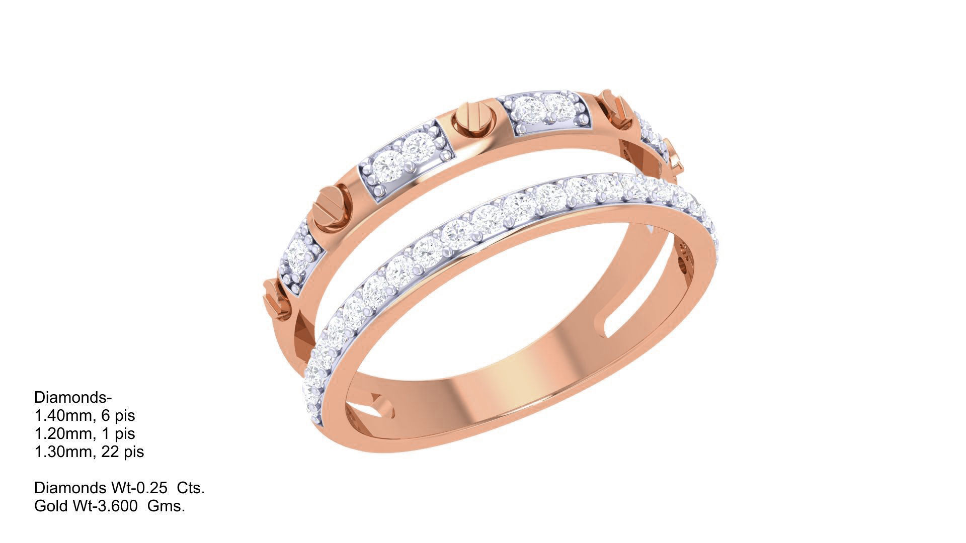 Screw Head on Wire High Jewelry Diamond Cocktail Ring 3dm stl 3D print model_3