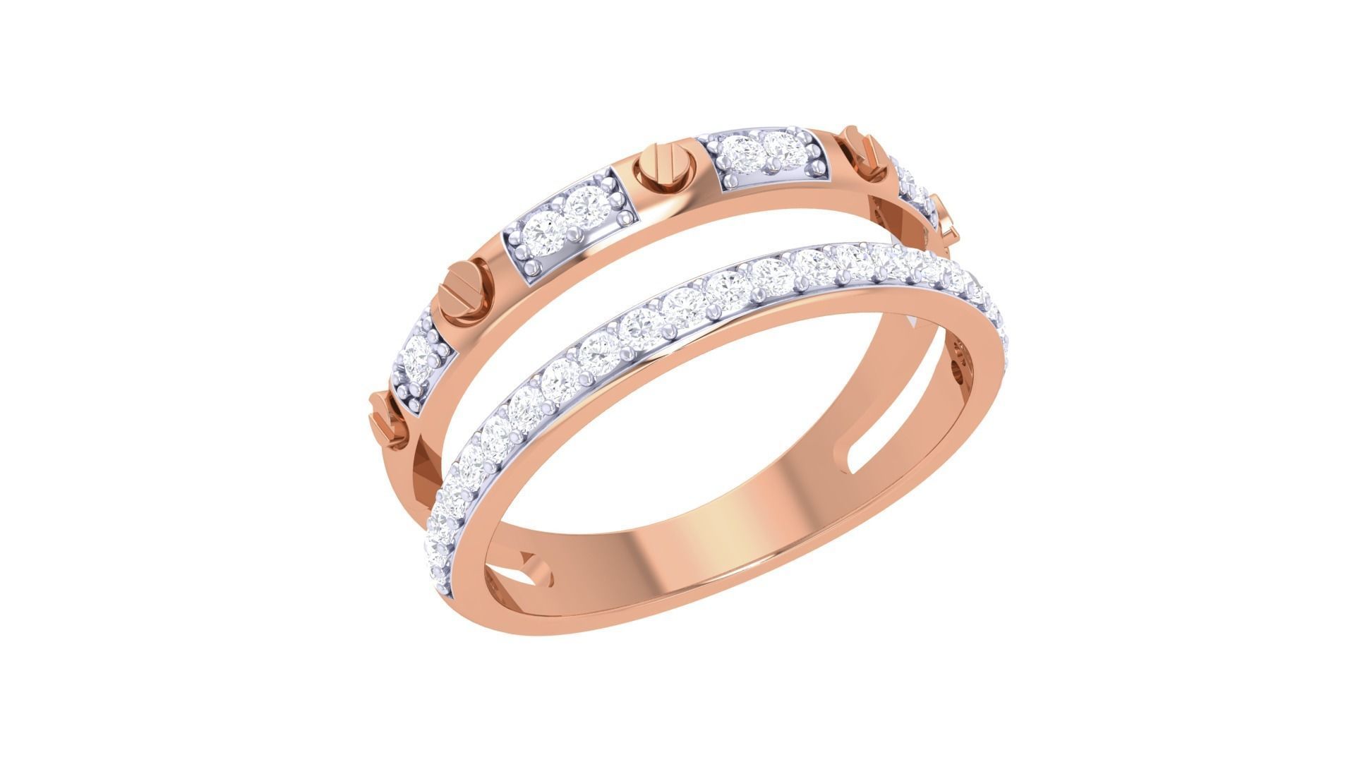 Screw Head on Wire High Jewelry Diamond Cocktail Ring 3dm stl 3D print model_6