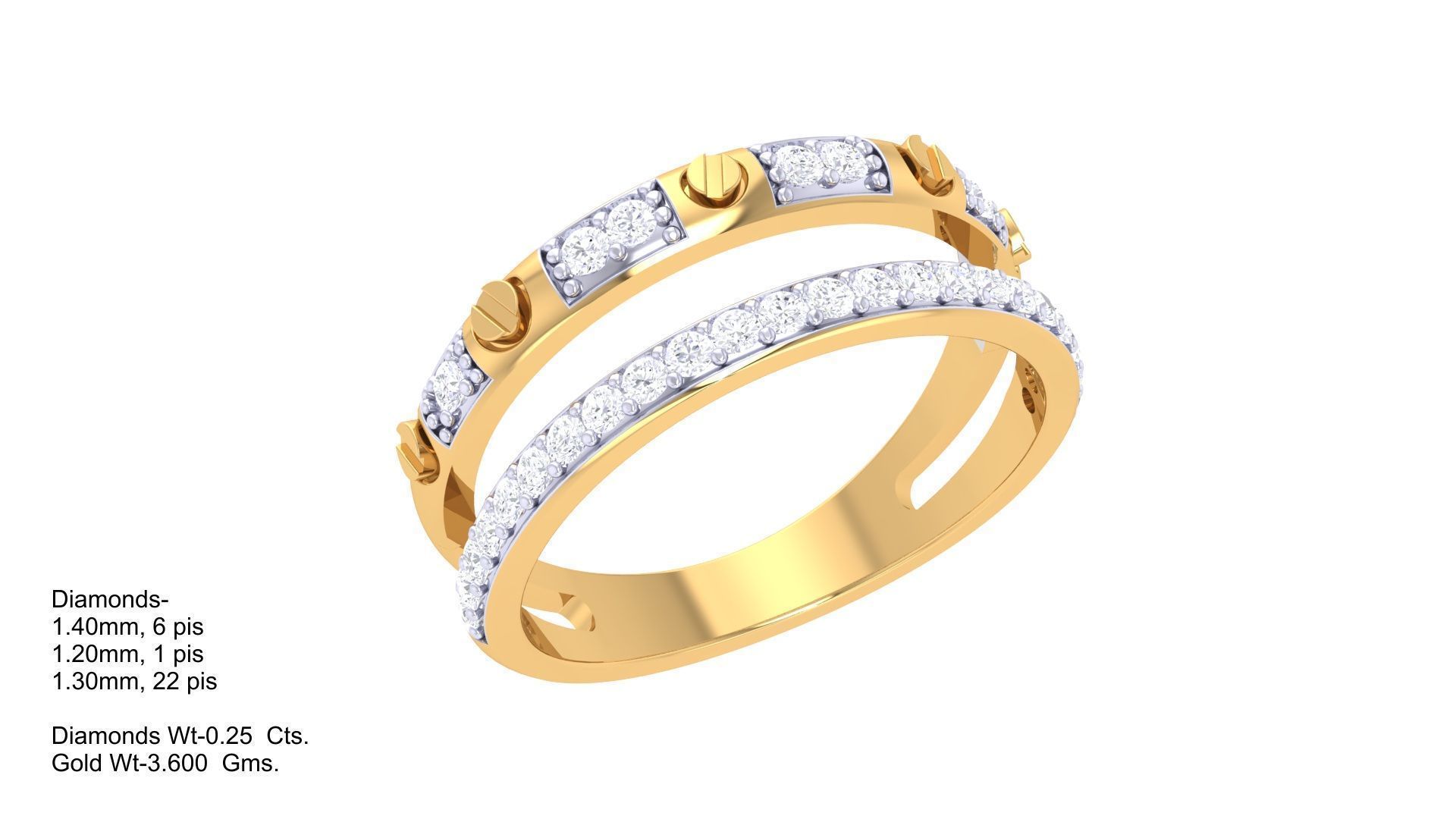 Screw Head on Wire High Jewelry Diamond Cocktail Ring 3dm stl 3D print model_4