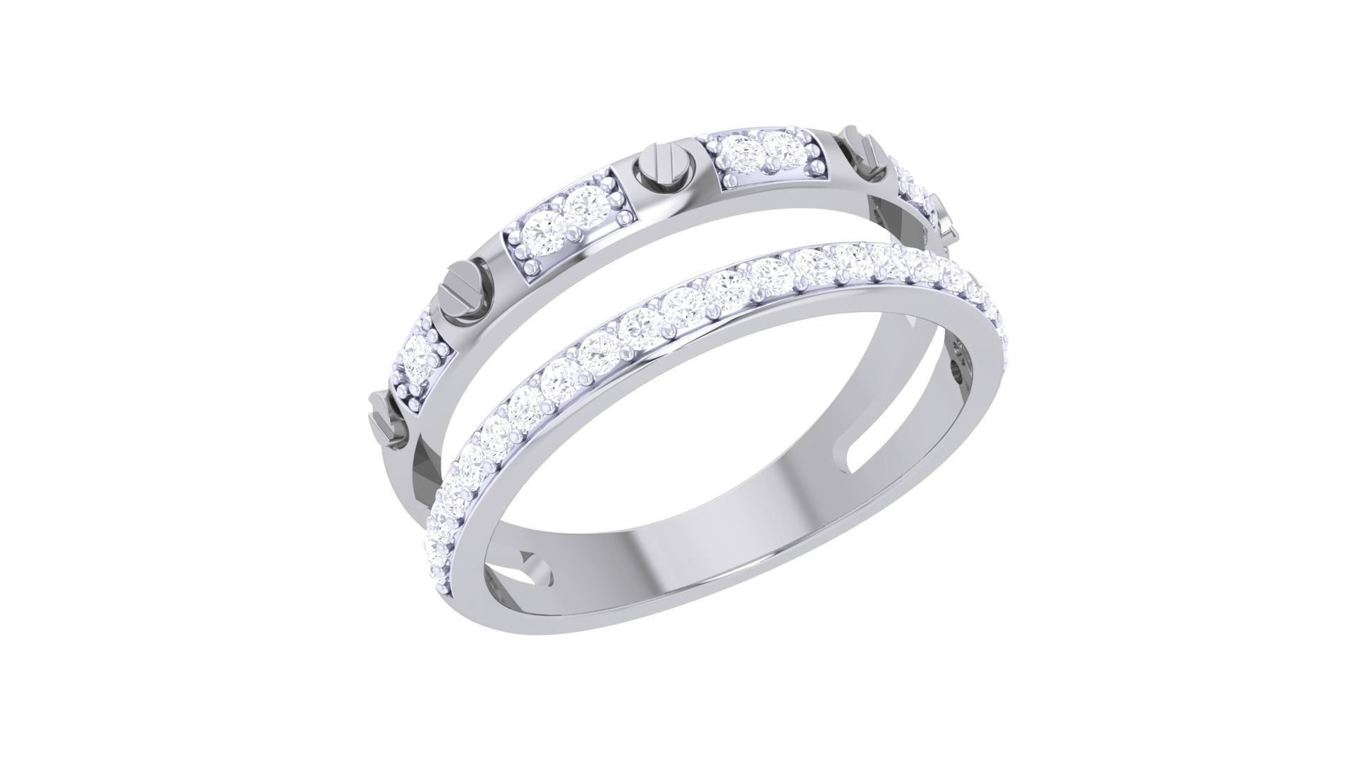 Screw Head on Wire High Jewelry Diamond Cocktail Ring 3dm stl 3D print model_1