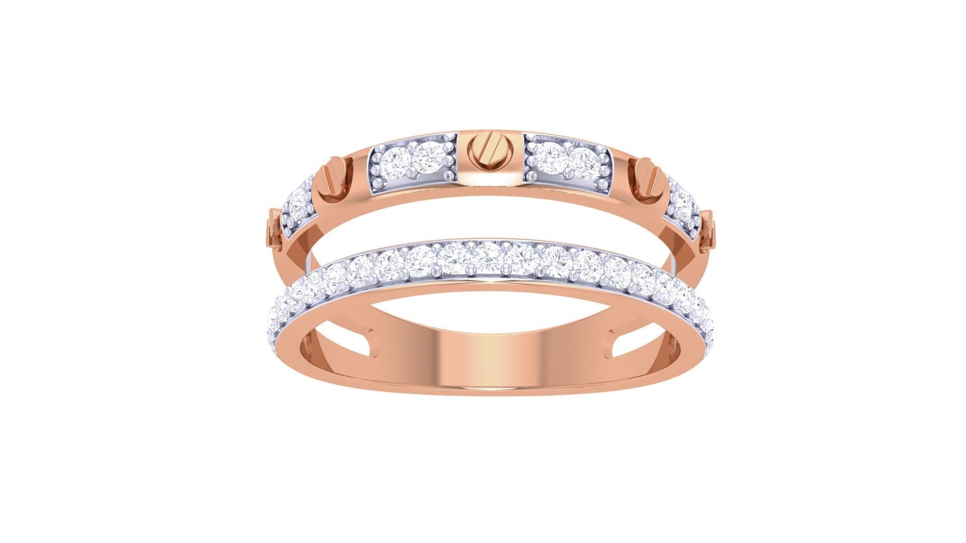 Screw Head on Wire High Jewelry Diamond Cocktail Ring 3dm stl 3D print model_7