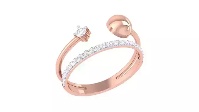 Wire High Jewelry Diamond Cocktail Ring 3dm stl obj mtl glb 