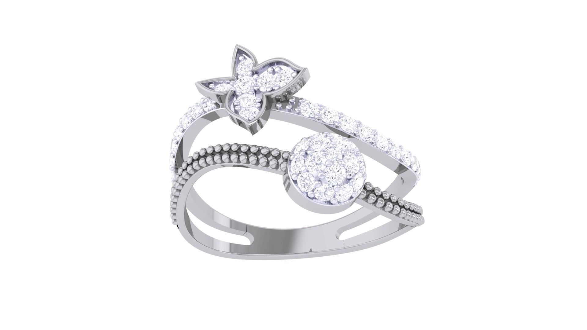 Butterfly High Jewelry Diamond Cocktail Ring 3dm stl obj mtl 3D print model_7