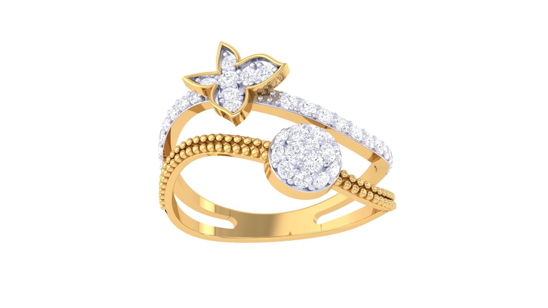 Butterfly High Jewelry Diamond Cocktail Ring 3dm stl obj mtl 3D print model_8