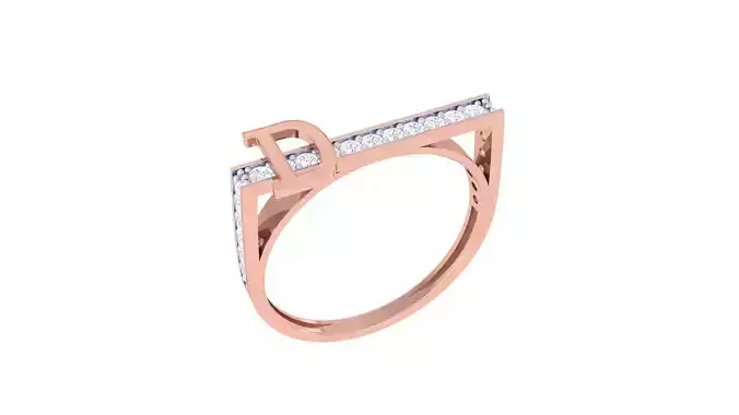 Letter D High Jewelry Diamond Cocktail Ring 3dm stl obj mtl glb  3D print model