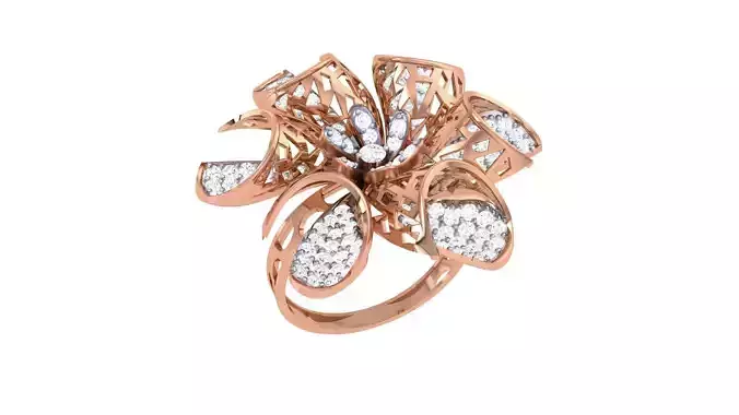 Ultra Vision Flower Mesh High Jewelry Diamond Cocktail Ring 3dm