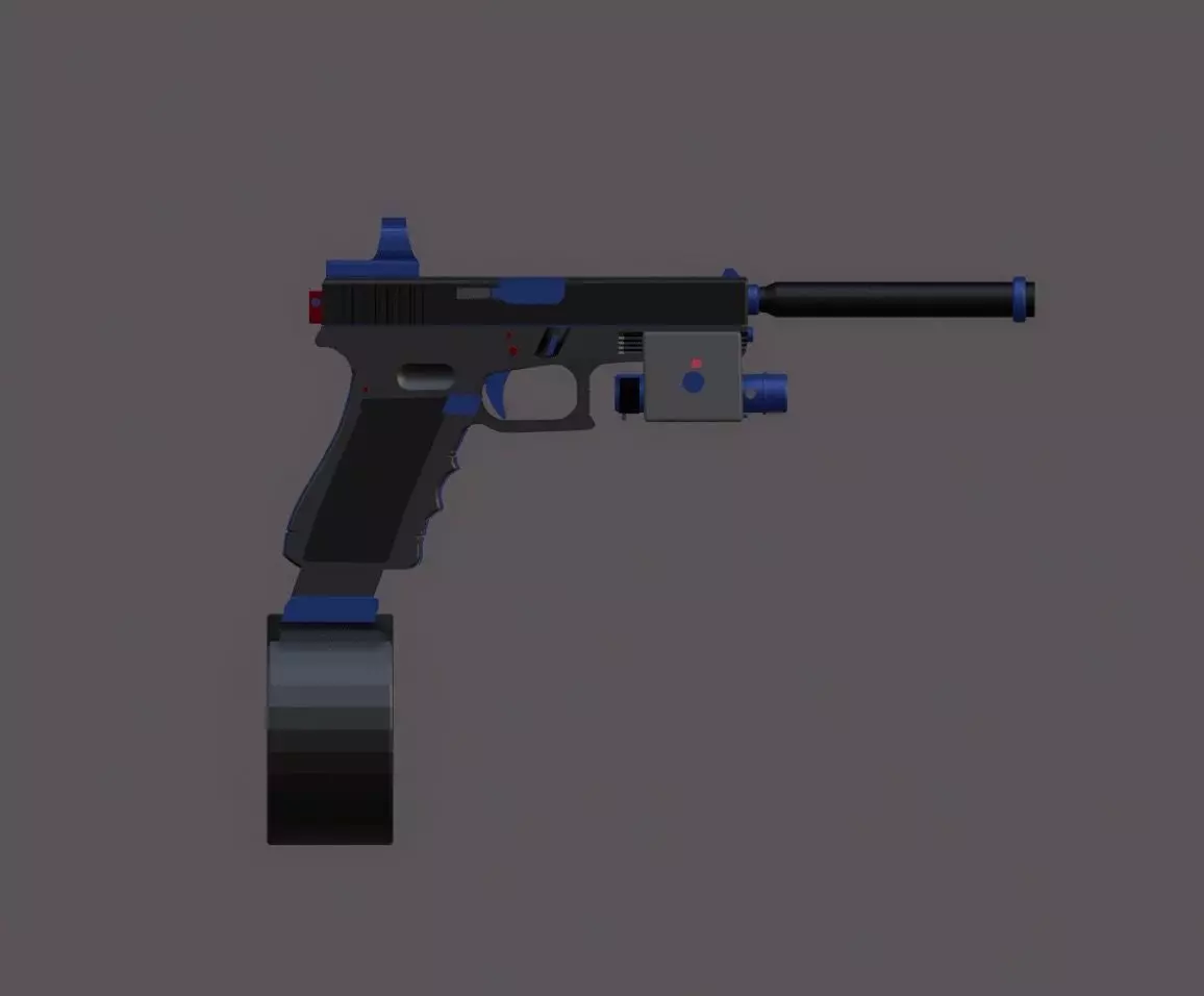 low poly gun full upgraded Free low-poly 3D model