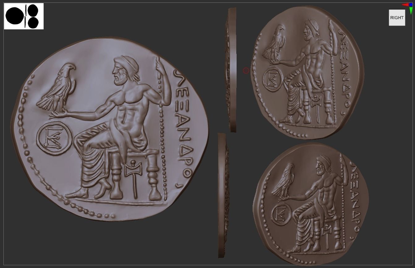 ZEUZ Alexander the Great coin tetradrachm 3D print model_3
