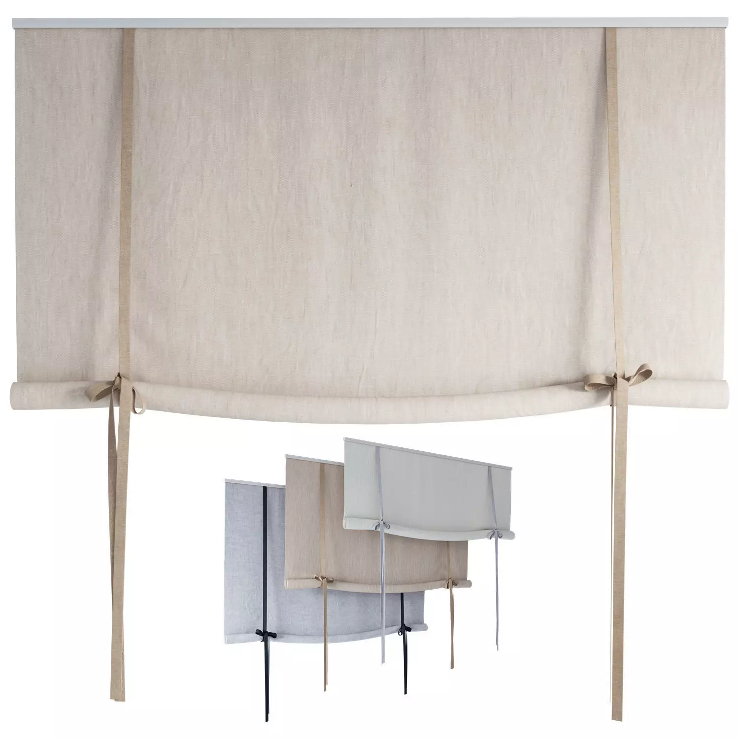 Roman Curtains 194 Roll-up Curtain Roller blind with bows 3D model