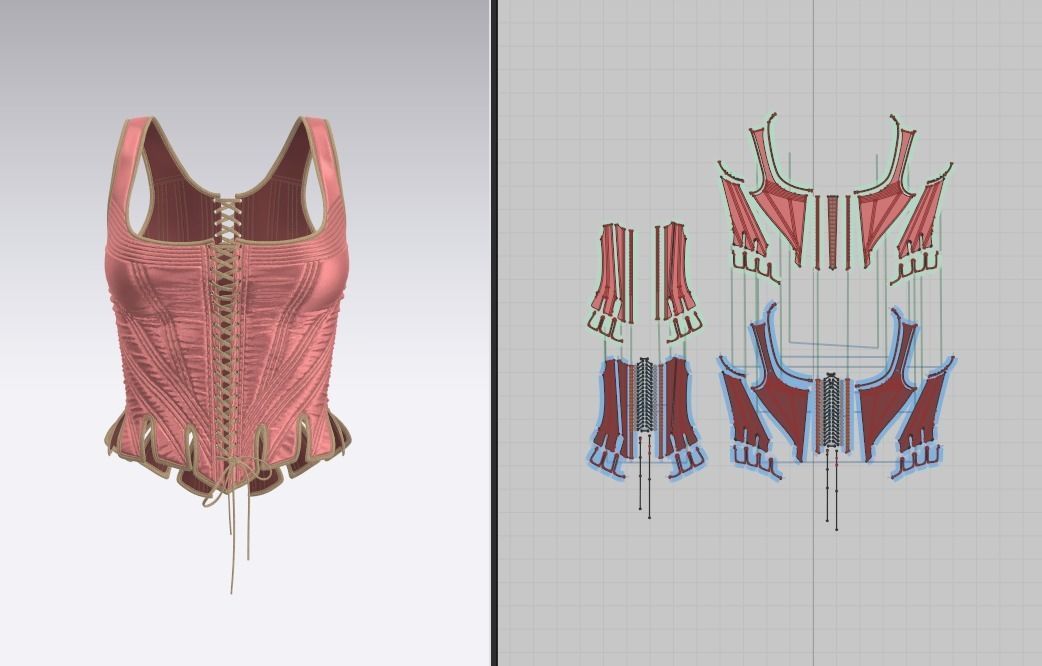 Corset Marvelous Designer project and OBJ 3D model_4