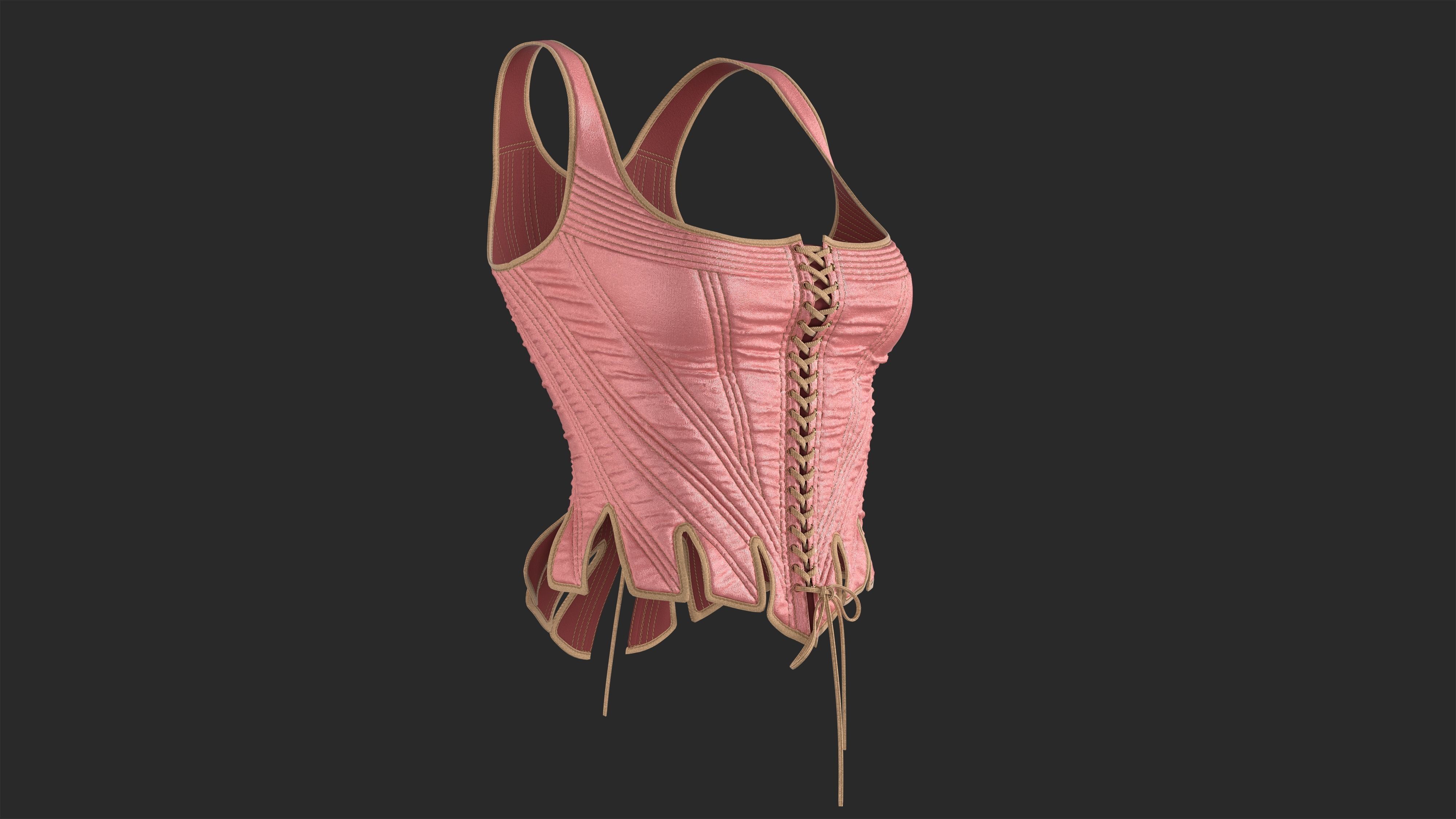 Corset Marvelous Designer project and OBJ 3D model_5
