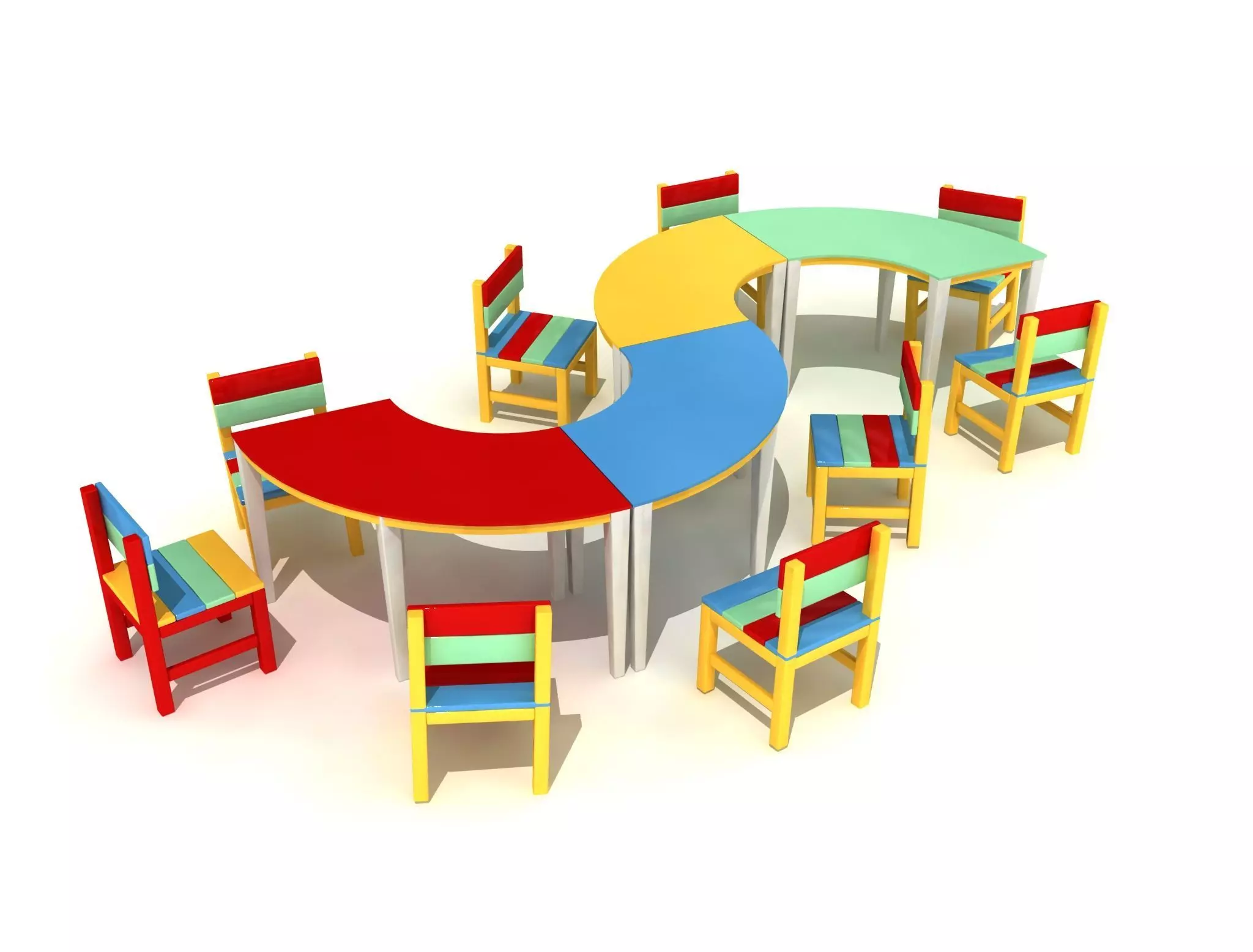 Kids Game Play Equipment 016 Colorful S Table and Chair 3D model_0