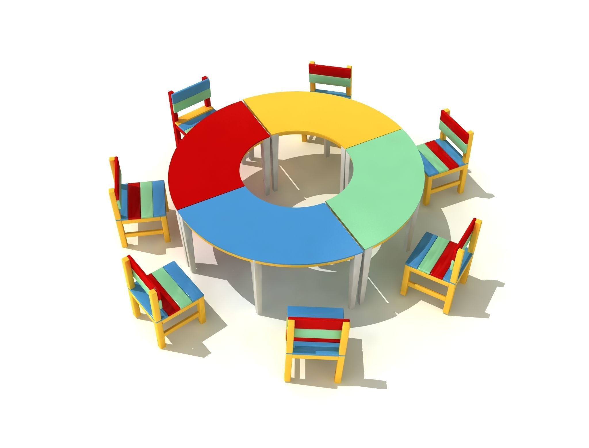 Kids Game Play Equipment 016 Colorful S Table and Chair 3D model_4