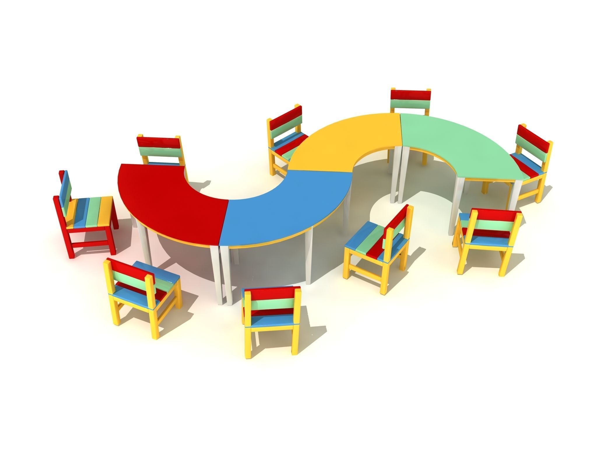 Kids Game Play Equipment 016 Colorful S Table and Chair 3D model_1