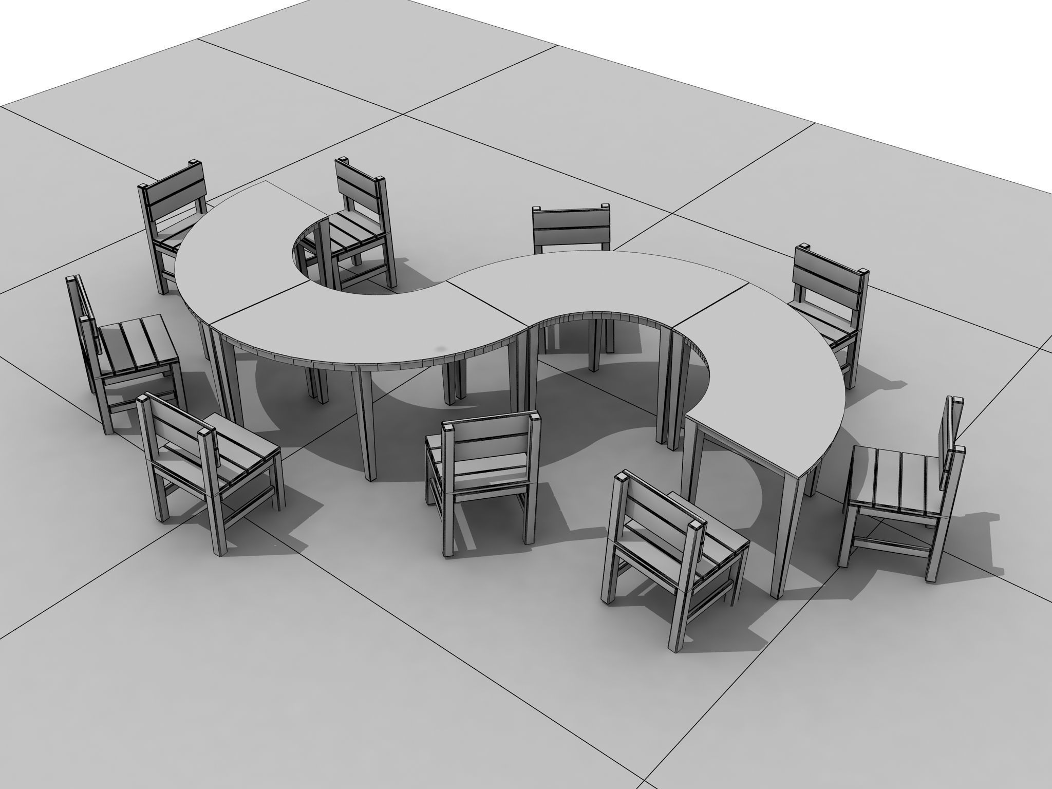 Kids Game Play Equipment 016 Colorful S Table and Chair 3D model_5