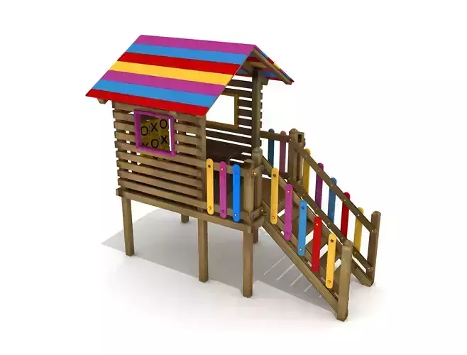 Kids Game Play Equipment 011 Wood Playhouse