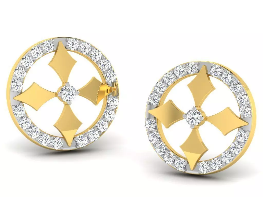 Rose Gold Diamond Women Earring 3D print Model 3D print model
