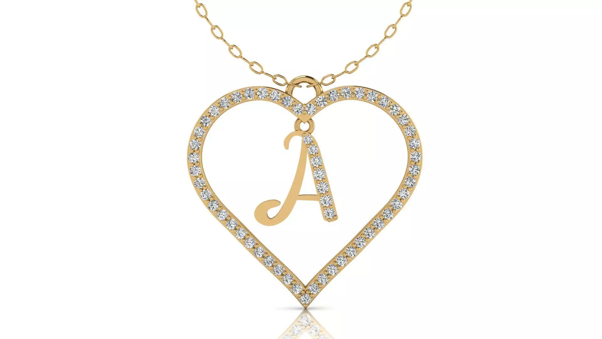 Alphabet Chicago Diamond Heart Pendant A 3D print model