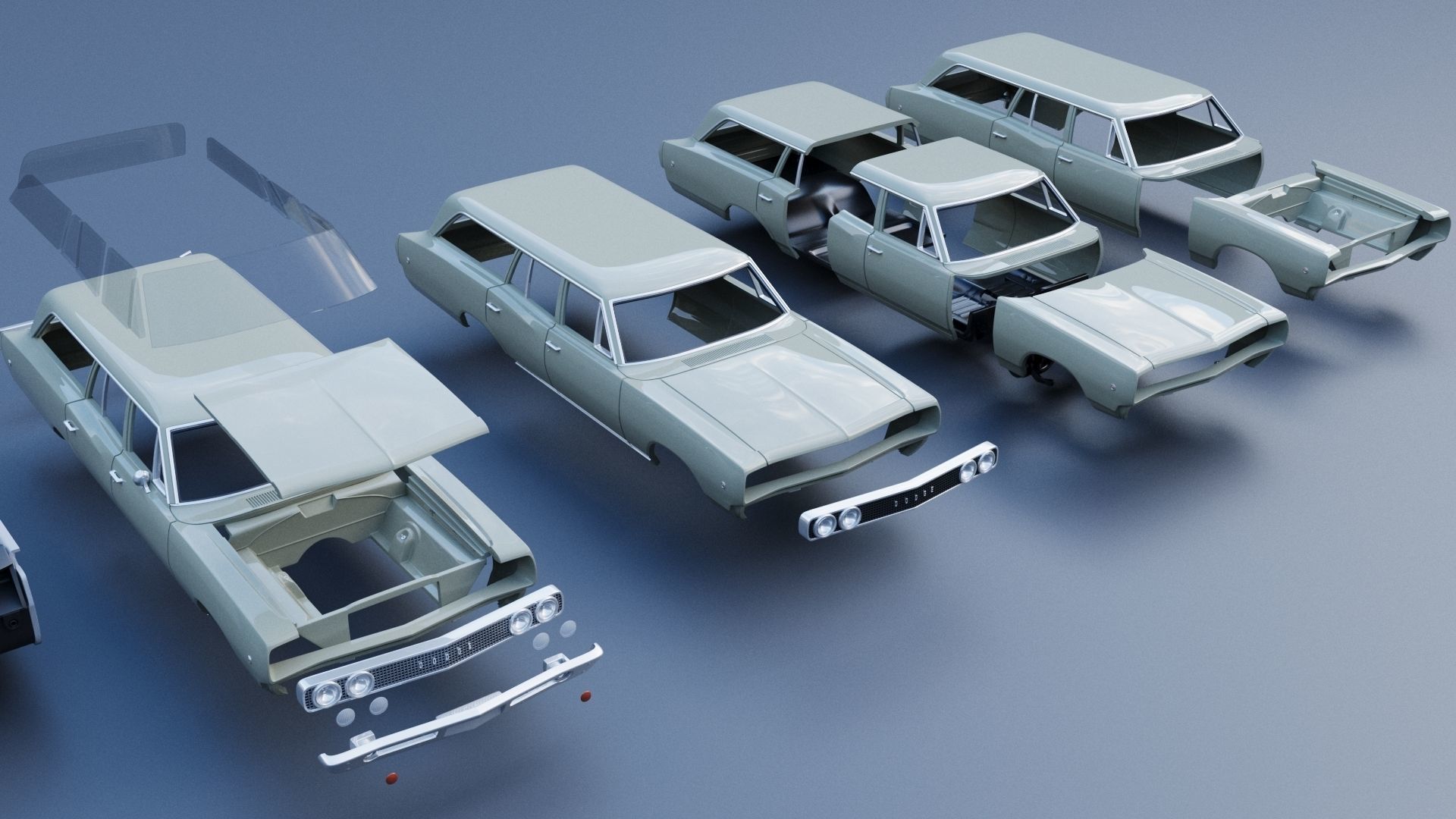 Dodge Coronet Wagon 1968 3D print model_20
