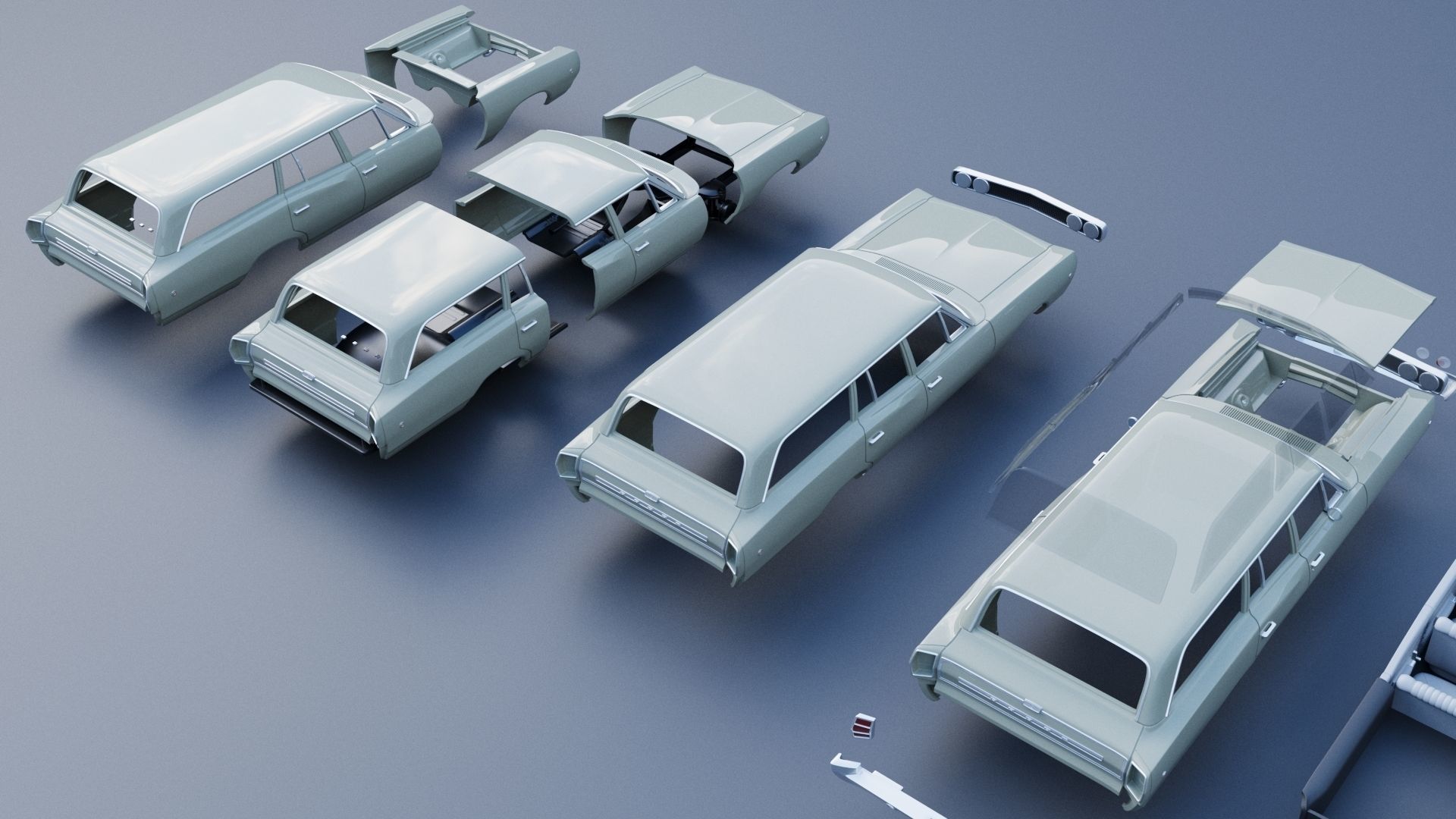Dodge Coronet Wagon 1968 3D print model_17