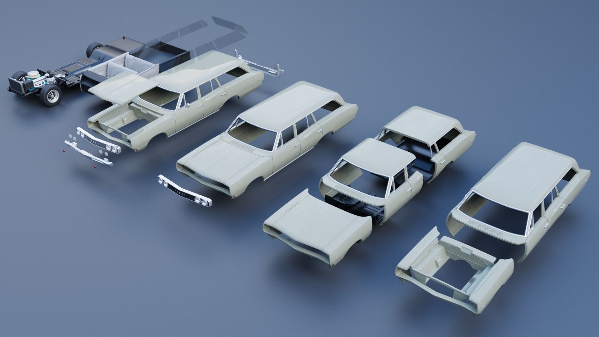 Dodge Coronet Wagon 1968 3D print model_14