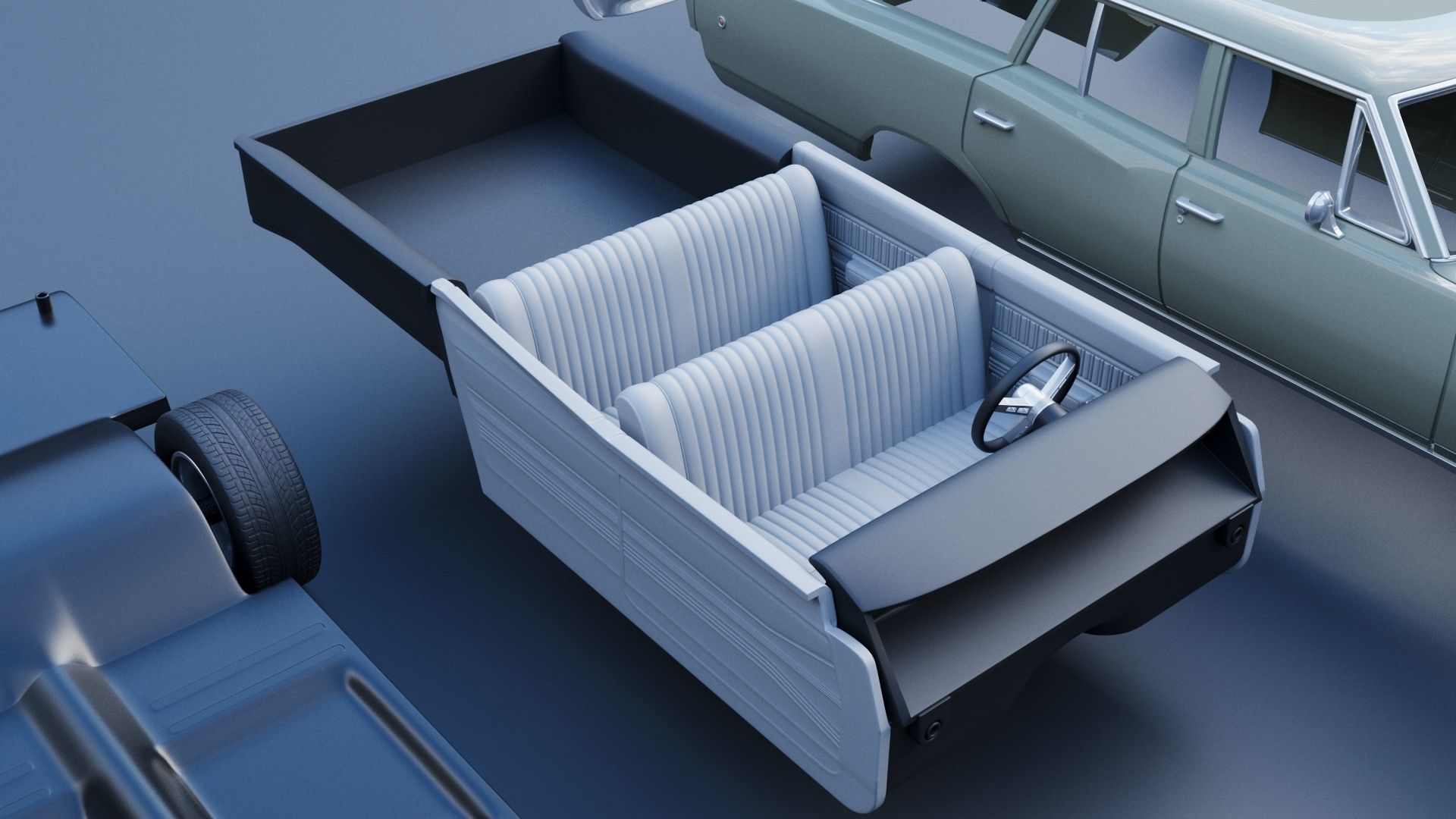Dodge Coronet Wagon 1968 3D print model_21