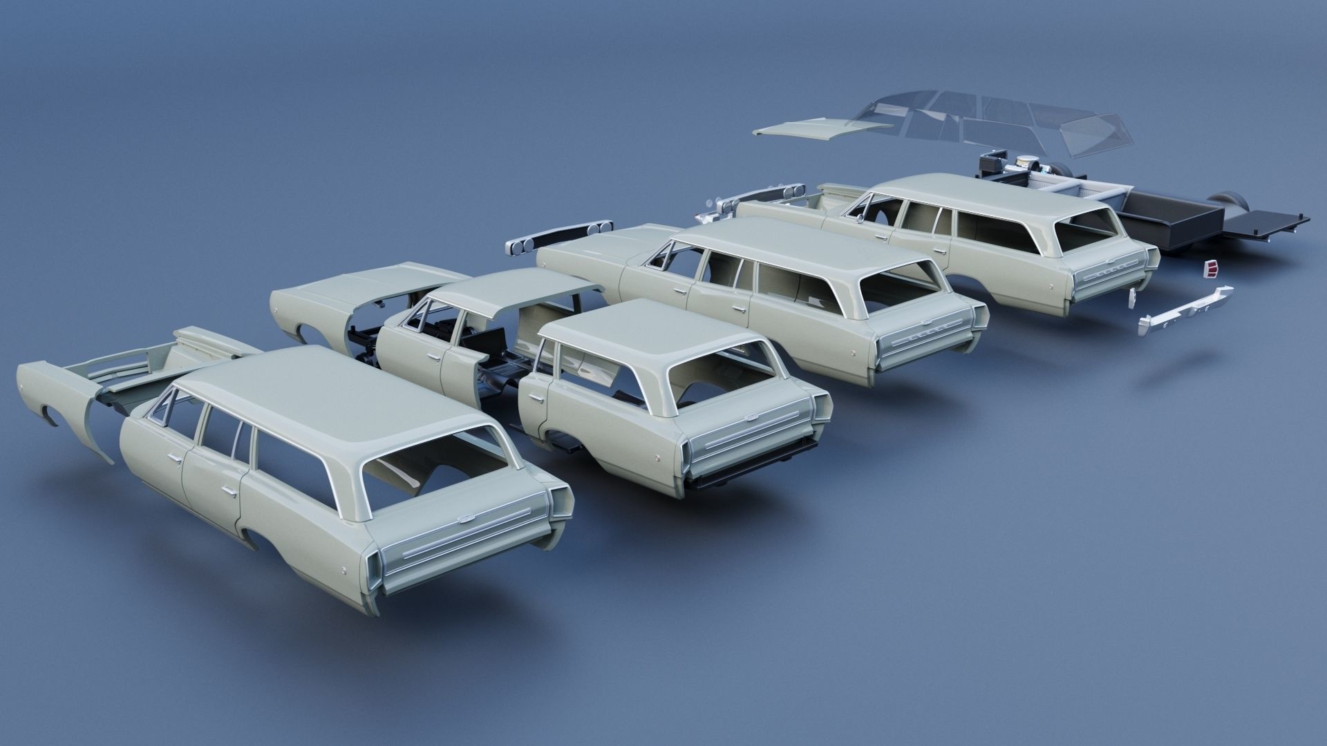 Dodge Coronet Wagon 1968 3D print model_16