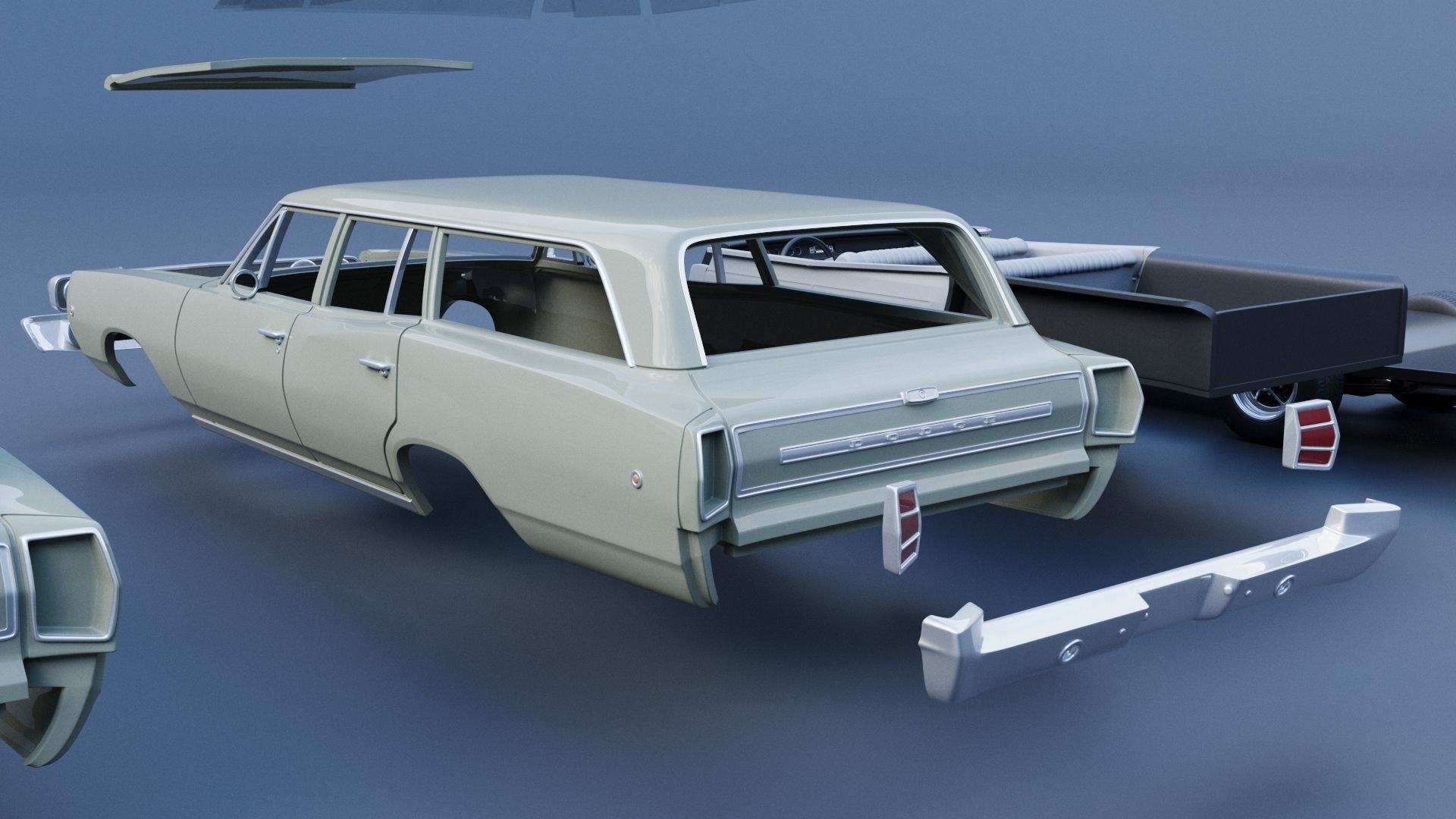 Dodge Coronet Wagon 1968 3D print model_19