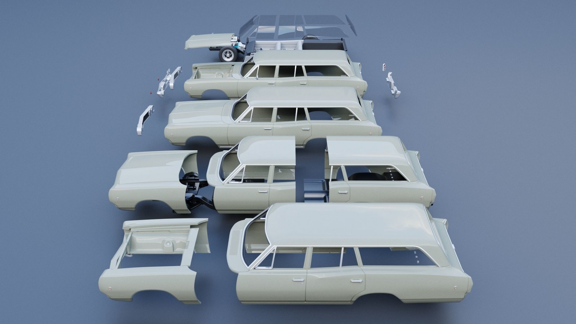 Dodge Coronet Wagon 1968 3D print model_15