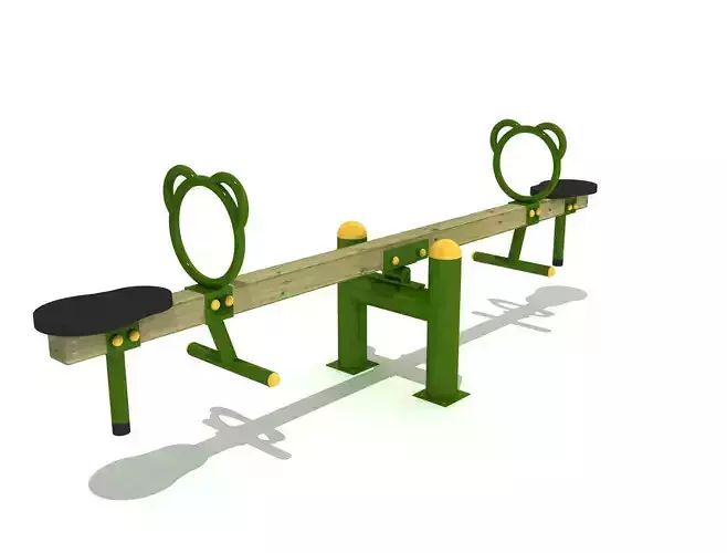 Kids Game Play Equipment 005 Bear Metal Wood Seesaw