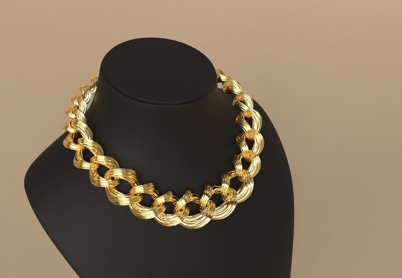 Graduated Cuban Chain Link Line Texture Model 3D print model_1
