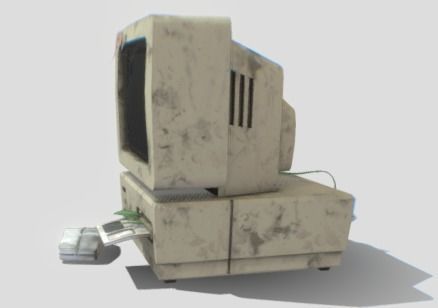 Detailed Old PC Low-poly 3D model_1