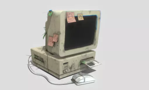 Detailed Old PC Low-poly 3D model_0