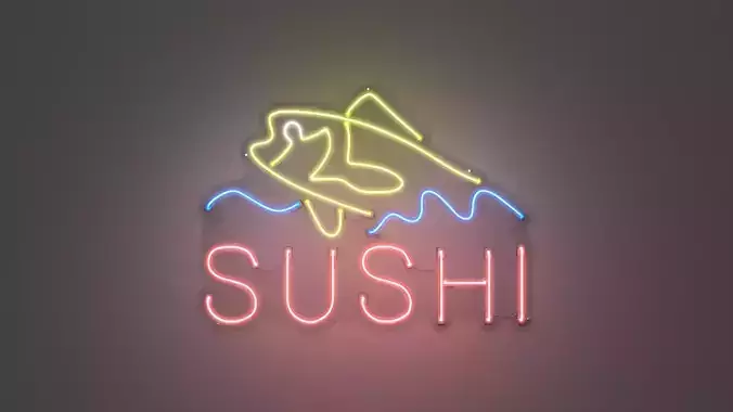 Sushi 3 - Neon Sign 3D model