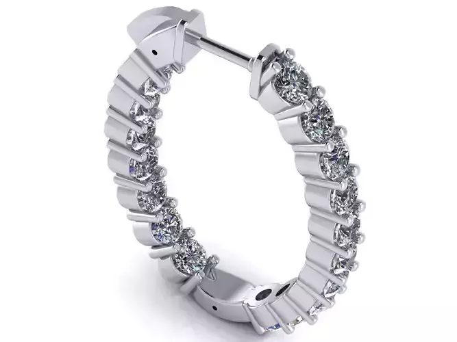 Oval Hoop Earrings - Various stone sizes and diameters 3D print model