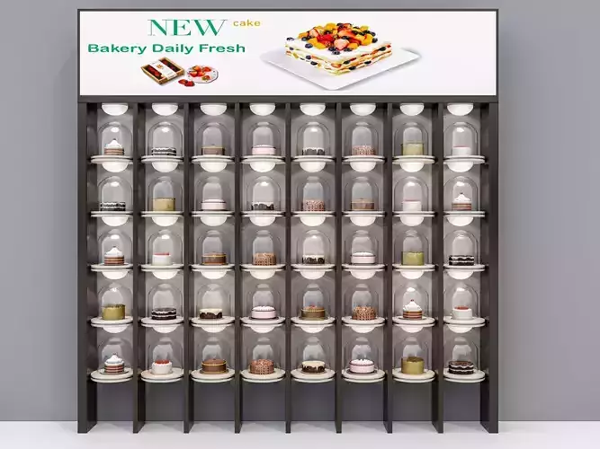 Bakery front display cake window racks 3D model