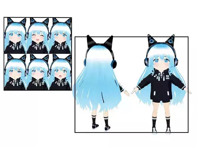Gamer Girl - Chibi Low-poly 3D model