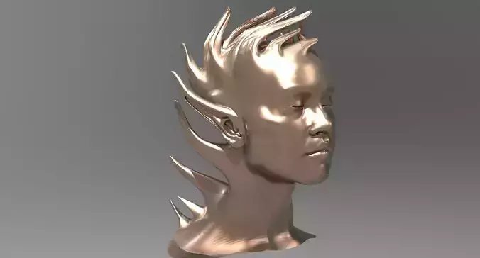 Aztec Head sculpture spikes 1 3D model