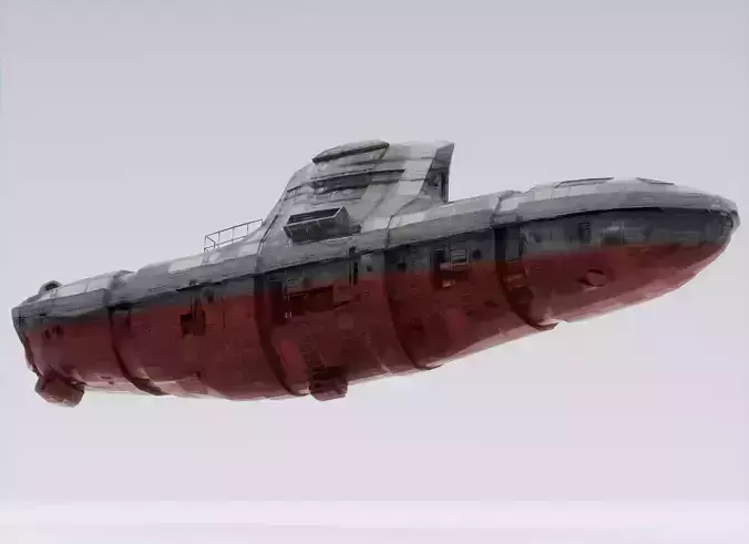 Lowpoly Gameready Submarine 3d Model PBR Textures Low-poly 3D model
