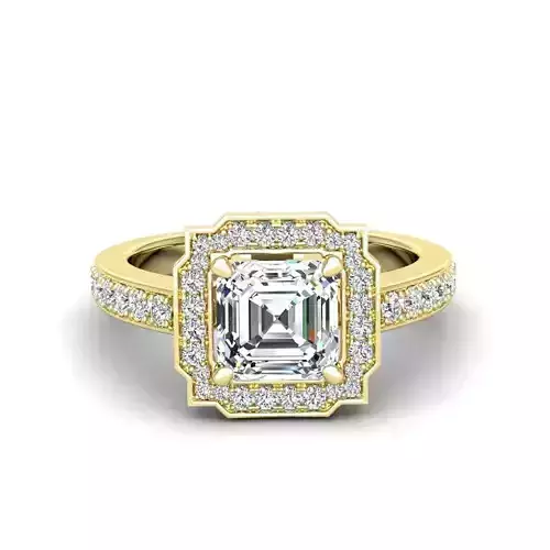 Engagement Diamond Halo ring ascher 3D print model
