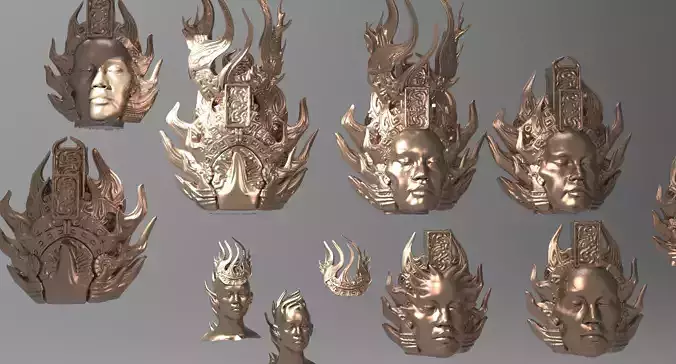 Aztec Crown statue collection 1  3D model