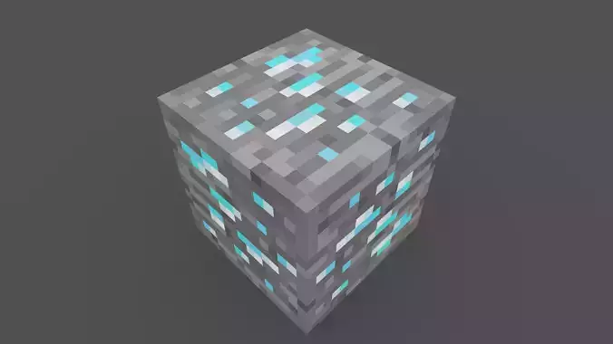 MineCraft diamond ore block Low-poly 3D model